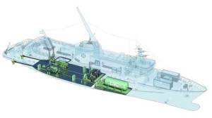 Grundriss LNG Antrieb im Schiffsrumpf